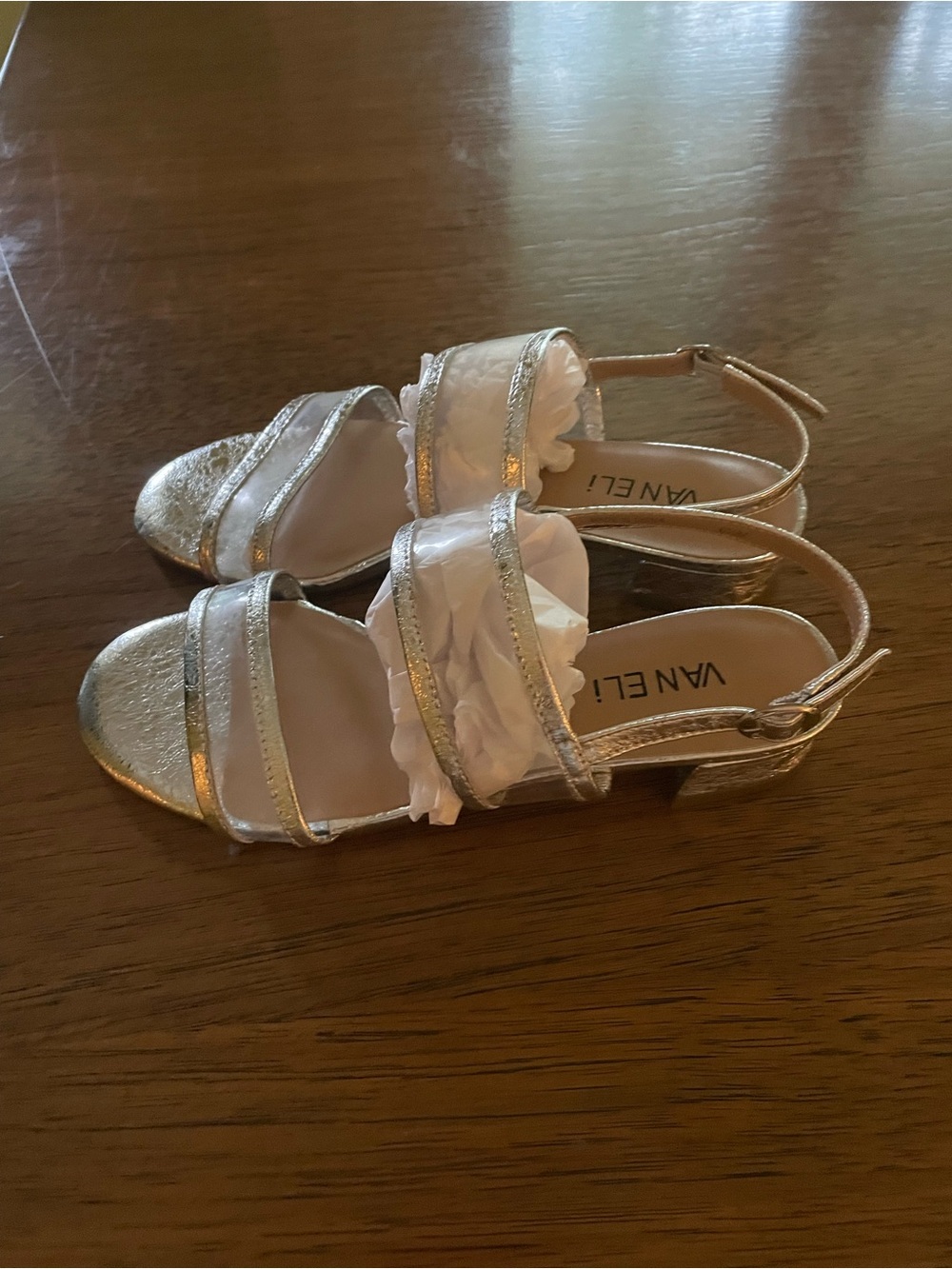 Vaneli Metallic Silver Clear-Strap Women's Sandals